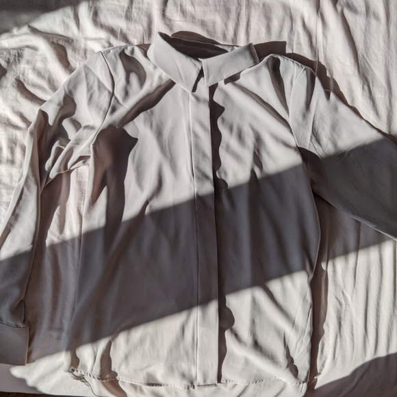 Grey satin button up top - Picture 3 of 7